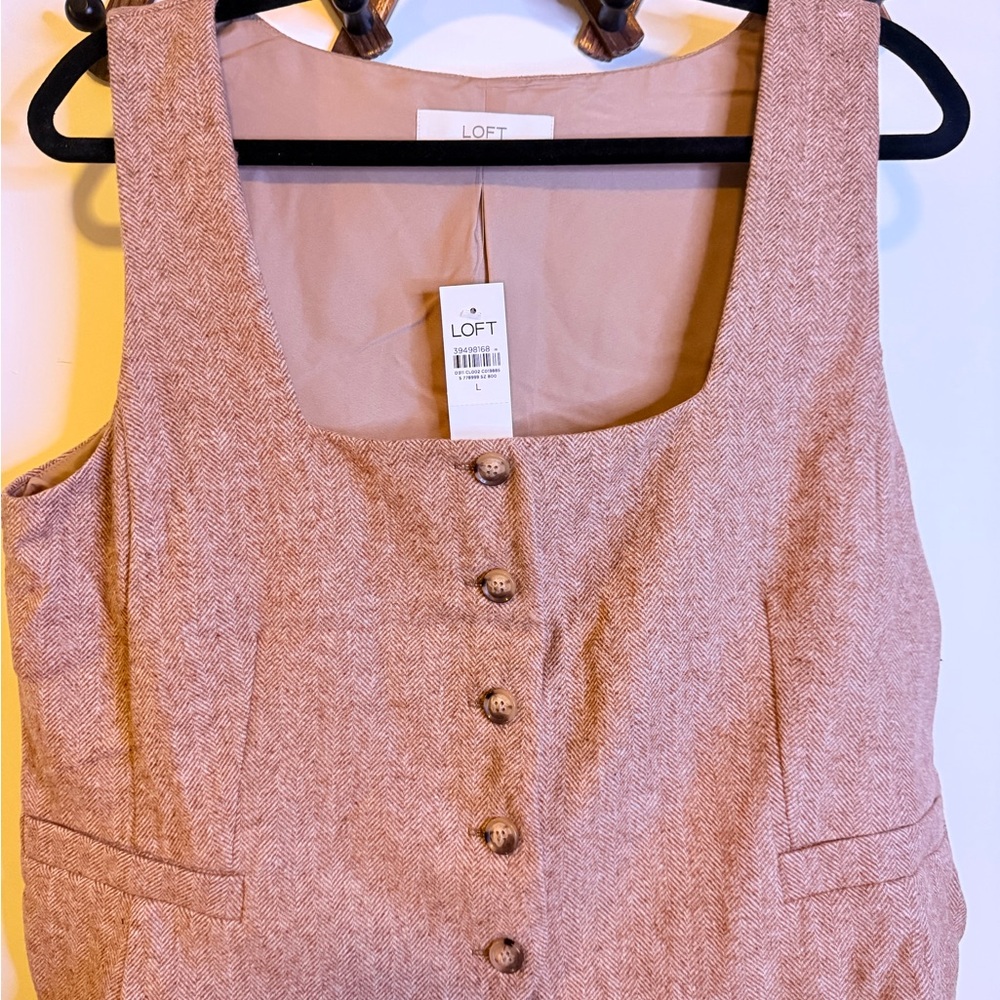 LOFT Herringbone Button-Front Vest